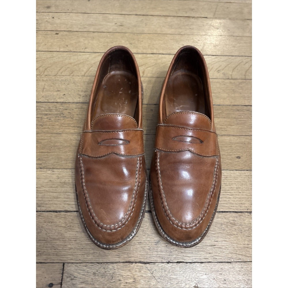 ALDEN TAN CALF HANDSEWN LHS PENNY LOAFER DRESS SHOES 724 9.5